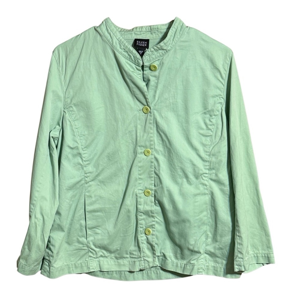 Eileen Fisher Jacket Womens Medium Green 100% Cotton